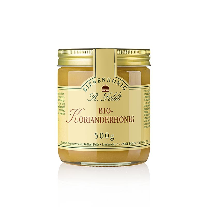Feldt Coriandre - Miel, Carpates, clair, crémeux, épicé, BIO, 500 g | Miel, confitures, pâtes à tartiner aux fruits | thungourmet