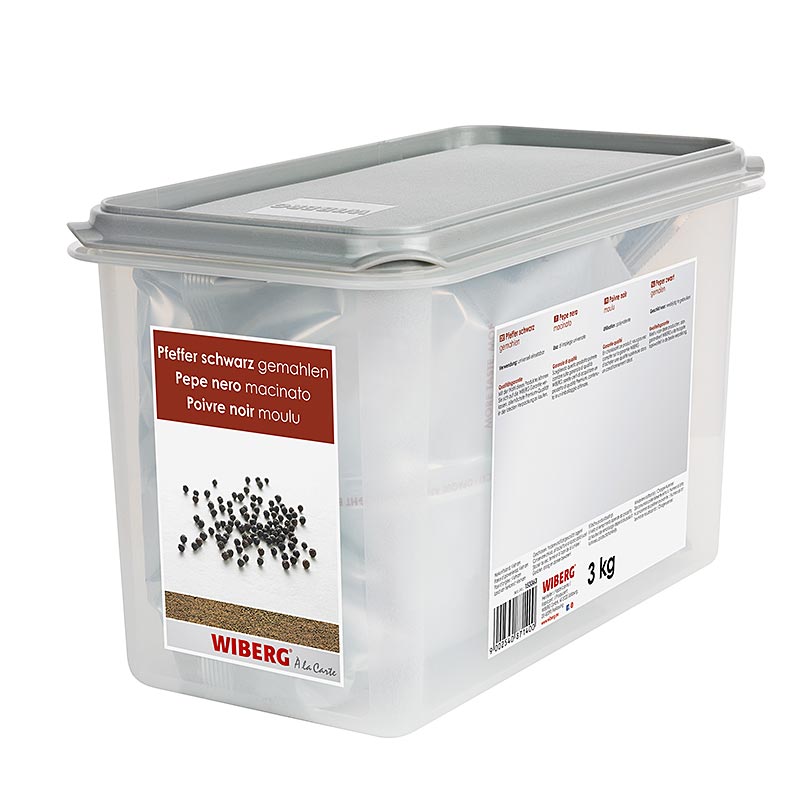 Poivre noir moulu de Wiberg, en paquet de 3 kg, parfait pour la gastronomie