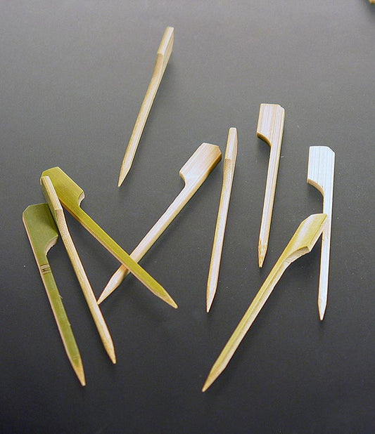 Brochettes en bambou, avec extrémité en feuille, 9cm, 250 pcs - Brochettes fines et agréables en bois de bambou, faciles à saisir