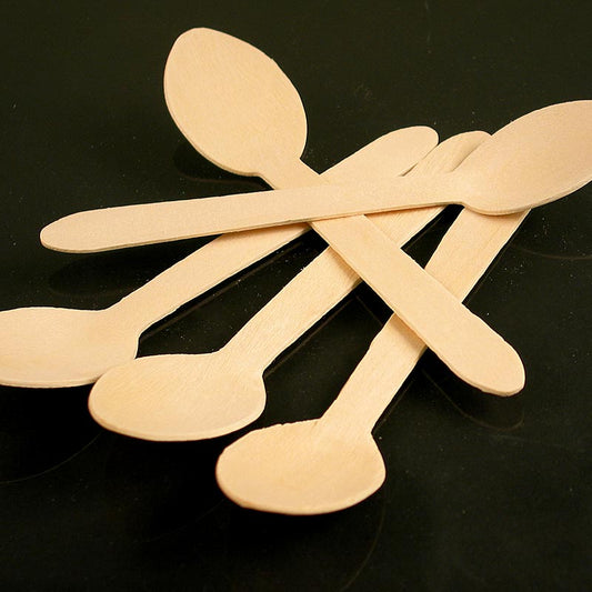 Cuillère à soupe en bois jetable, 100 pcs