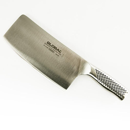 Global G-50 China Hachoir, couteau universel en acier au molybdène-vanadium, avec manche en acier inoxydable et remplissage de grains de sable, convient pour couper les légumes et les herbes aromatiques
