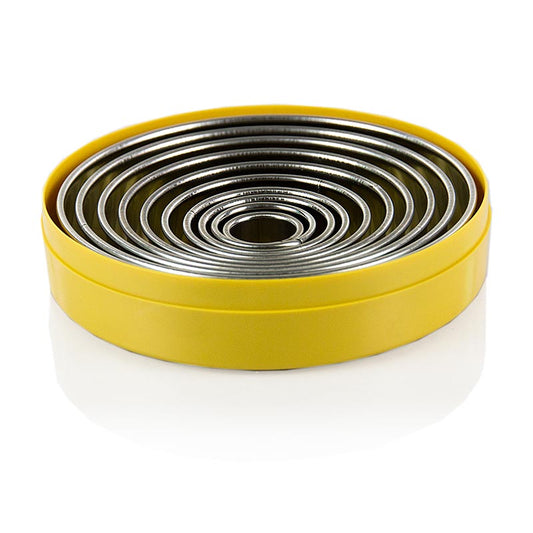 Set d'emporte-pièces en acier inoxydable, rond, lisse, ø 2,2 - 14cm, 3cm de haut, 10 pcs.