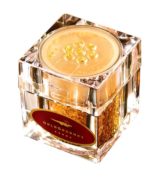 Or - cube avec paillettes d'or en feuille, 22 carats, E175, 0,1 g