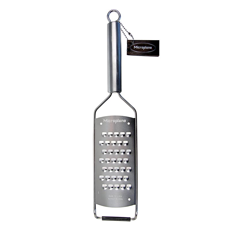Microplane Professional Series - Râpe à très gros grains avec manche en acier inoxydable, idéale pour râper les carottes, le chou, le gouda ou le parmesan, avec une surface de râpage de 12,6 x 6 cm, lames extrêmement tranchantes et lavables au lave-vaisselle