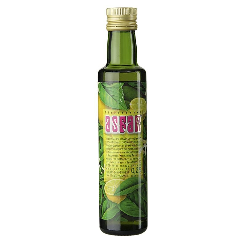 Huile d'olive extra vierge, Asfar à l'huile de citron, Espagne, 250 ml  Vinaigre & huile | thungourmet