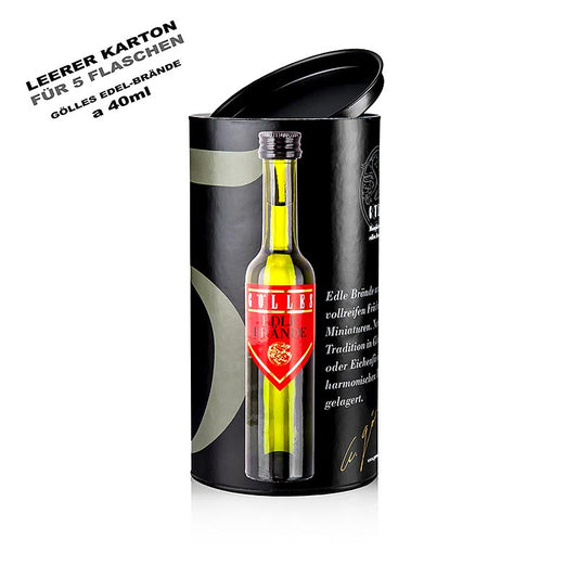 Coffret cadeau pour le set d'eaux-de-vie miniatures - 5 x 40 ml de Gölles, élégant et idéal pour offrir ou se faire plaisir.