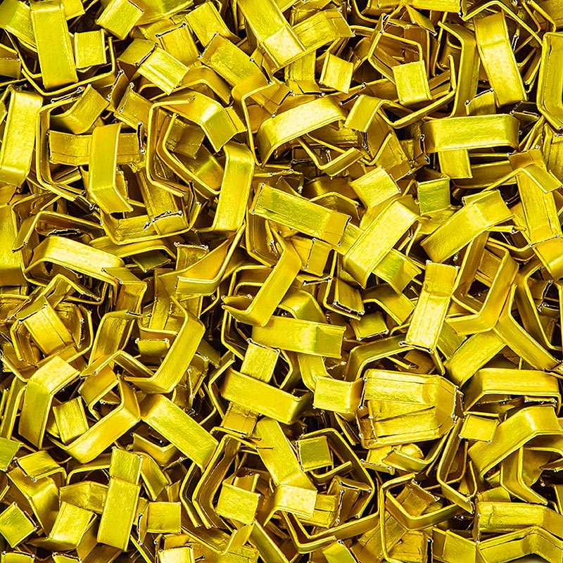 Clippfix fermeture, or, pour sachets à fond polypropylène/sachets en verre cellulaire, 1.000 pcs.