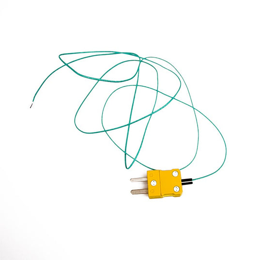 Sonde de température NiCr-Ni GTF300, pour GTH1150, pour four, -65°C à +300°C, 1 pce - Mesures en quelques secondes dans l'air, les gaz, les liquides et pour les surfaces les plus petites Les fils de thermocouple isolés au téflon d'une longueur de 1 mètre sont raccordés à l'appareil de mesure Art 20073 Thermomètre numérique à secondes- GTH1150 au moyen de fiches plates