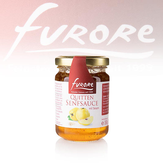 Furore - Sauce aux coings et à la moutarde, avec sésame, 130 ml - Idéale pour tremper, assaisonner, mariner et affiner les viandes, le gibier, le poisson, les sauces, les marinades, les fromages et les plats froids
