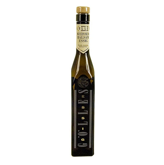 Gölles Vinaigre balsamique blanc, 6% d'acidité, 250 ml - Bouteille de vinaigre balsamique de vin clair de Grüner Veltliner, idéal pour assaisonner les sauces claires pour la volaille, le poisson, les crustacés et pour les vinaigrettes épicées pour les salades d'asperges, de choux-raves, de radis ou de pousses.