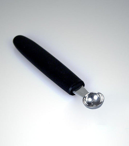 Emporte-pièce boule de 14 cm de long, ø 10 mm en acier inoxydable, manche en polyamide noir et renfort en fibre de verre pour découper des perles/boules de 10 mm dans les fruits et légumes