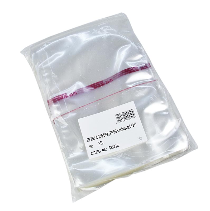 Sachet sous vide en film lisse, adapté à la machine sous vide à cloche, 200 x 300mm, pour sous vide, résistant à la chaleur jusqu'à 120°C, 100 pièces