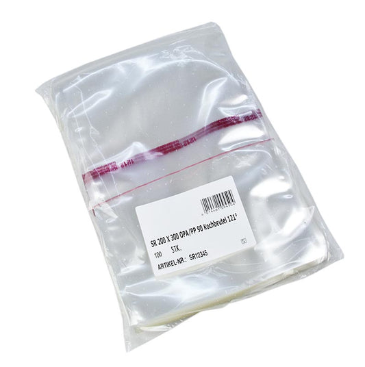 Sachet sous vide en film lisse, adapté à la machine sous vide à cloche, 200 x 300mm, pour sous vide, résistant à la chaleur jusqu'à 120°C, 100 pièces