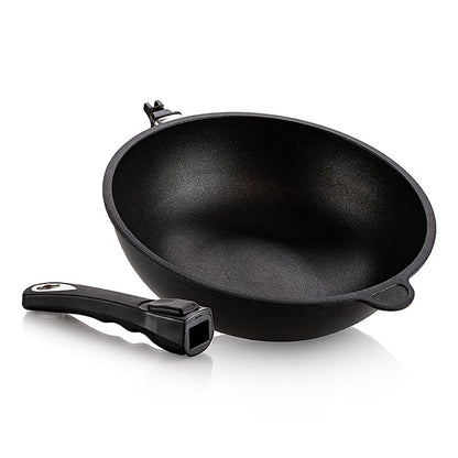 AMT Gastroguss, poêle wok, ø 28 cm, hauteur 11 cm, avec poignée amovible, 1 pièce | Non alimentaire / Quincaillerie / Accessoires pour barbecue | thungourmet