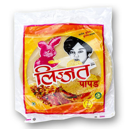 Pappadums, nature, ø 18cm, 200 g, 10 pcs - crackers fins comme des chips à base de farine de lentilles, non épicés