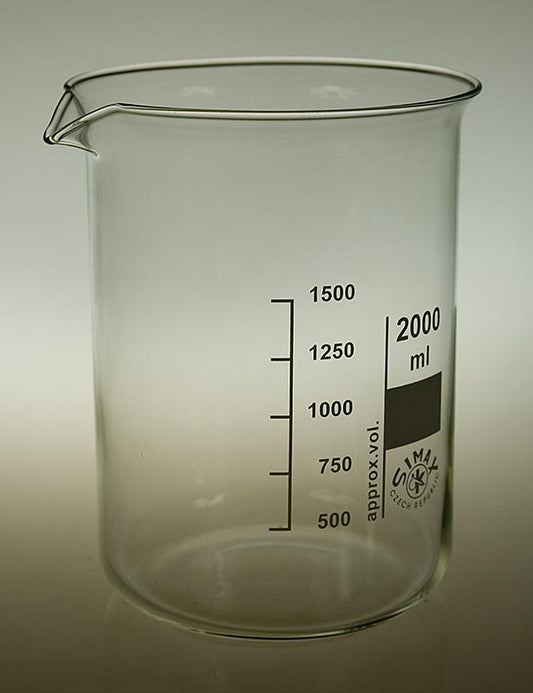 Bécher en verre borosilicaté - 2 litres, 1 pc - Verre résistant à la chaleur jusqu'à 500°C