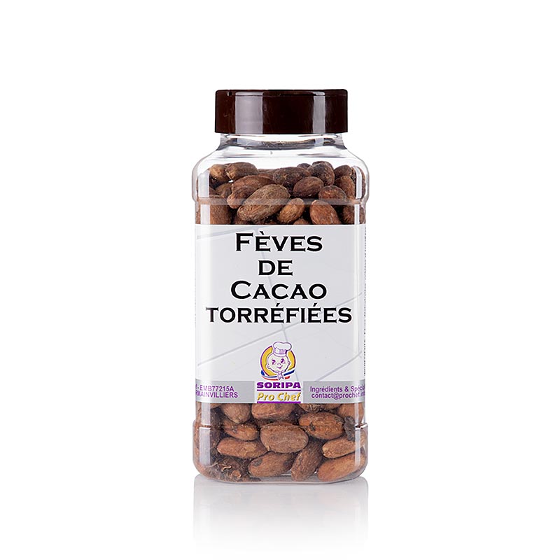 Fèves de cacao torréfiées Soripa, 500 g, idéales pour de multiples utilisations en cuisine salée ou sucrée, en éclats ou moulues, caramélisées ou nature, elles apporteront la touche chocolatée à vos gâteaux, pâtisseries, desserts, sauces et jus, ou pour réaliser vos propres chocolats à boire et décorations exotiques.