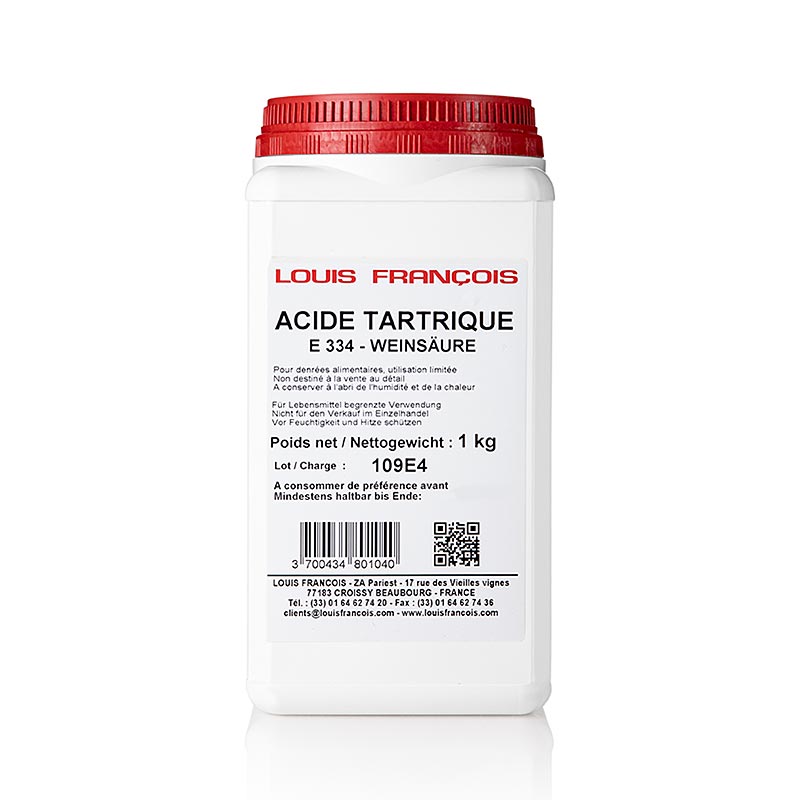 Acide tartrique, pulvérisé, E 334, de Louis François, 1 kg