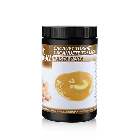 Pâte de cacahuètes de Sosa, fabriquée à partir de cacahuètes pures, connue pour ses aides à la pâtisserie de haute qualité en Espagne.