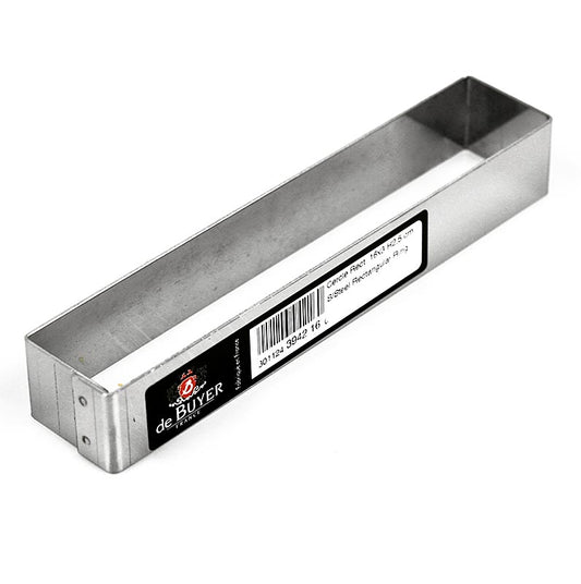 Cadre rectangulaire en acier inoxydable pour découper et dresser, dimensions 16,4 x 3,2 cm, hauteur 2,5 cm