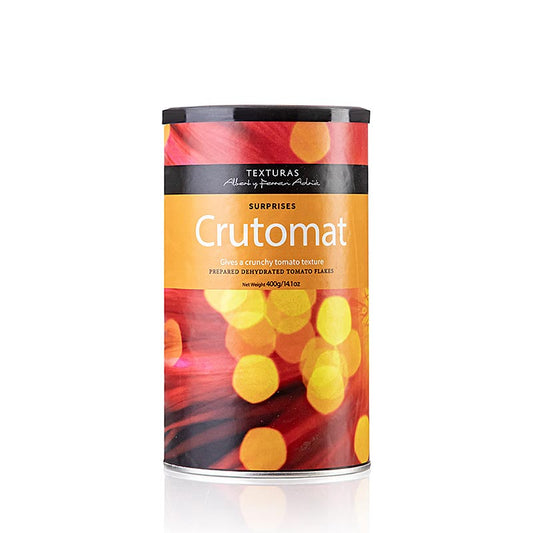Crutomat (flocons de tomate), Texturas Surprises Ferran Adrià, 400 g - Emballage et produit au goût intense de tomate pour des créations culinaires variées
