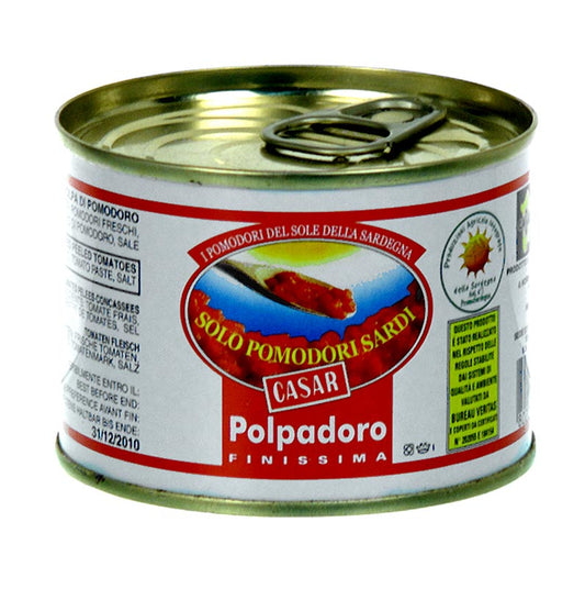 Polpadoro Finisima - Préparation de tomates, légèrement salée, de Sardaigne, 220 g - Délicatesse artisanale à base de tomates soigneusement sélectionnées, parfaite pour agrémenter les pâtes, les pizzas ou les bruschettas, apporte le soleil et la passion de l'Italie dans votre cuisine, goût riche et naturel dans un emballage pratique de 220 g
