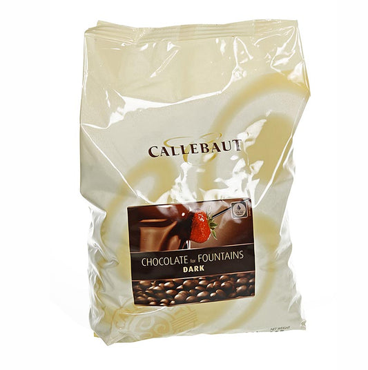 Chocolat noir Callets pour fontaine à chocolat et fondue, 56,9% de cacao, 2,5 kg - parfait pour la fontaine à chocolat avec une teneur supplémentaire en beurre de cacao pour une plus grande fluidité et des propriétés techniques idéales