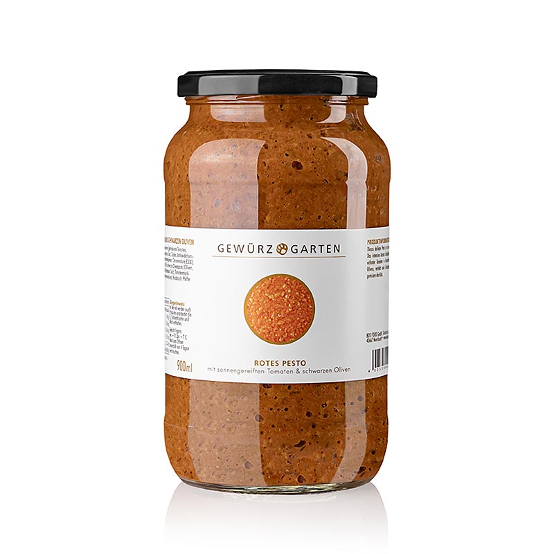 Gewürzgarten Pesto rouge, aux tomates mûries au soleil et aux olives noires, 900 ml