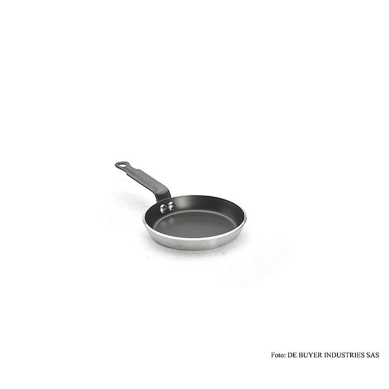 deBUYER Choc Poêle à blinis antiadhésive, aluminium, ø 14cm, 1 pc - Poêle de haute qualité pour blinis, beignets et crêpes, en aluminium solide avec 5 couches de revêtement antiadhésif PTFE et fond rainuré, manche plat solidement riveté