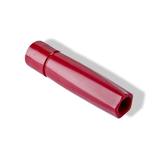 Douille de garniture à visser, plastique rouge, Gourmet Whip, 1 pc - L'illustration du produit montre la douille de garniture qui se visse sur le levier du vaporisateur Espuma pour en faire sortir le contenu.