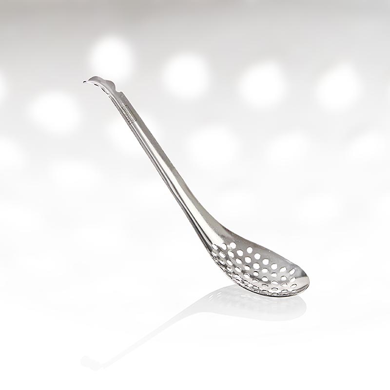 Cuillère avec design de passe-partout perforé de Ferran Adrià pour retirer les éléments solides, écumer et égoutter les produits