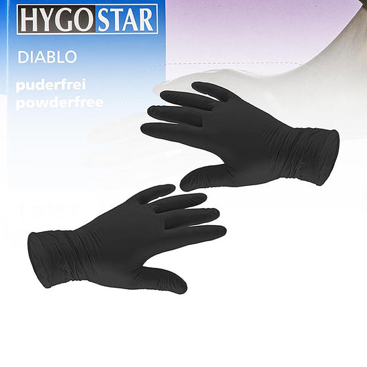 Gants jetables en latex, noir, S, non poudrés, 100 pces