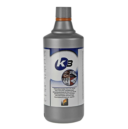 K3 - Dégraissant concentré, conforme à la norme HACCP, Herold, 1 l - Nettoyant très efficace pour toutes les surfaces, y compris les sols, les vitres, les pièces en plastique et en caoutchouc, avec une dilution simple de 1:3 à 1:20 selon l'application, à utiliser uniquement avec des gants, n'attaque pas l'aluminium si le dosage est correct