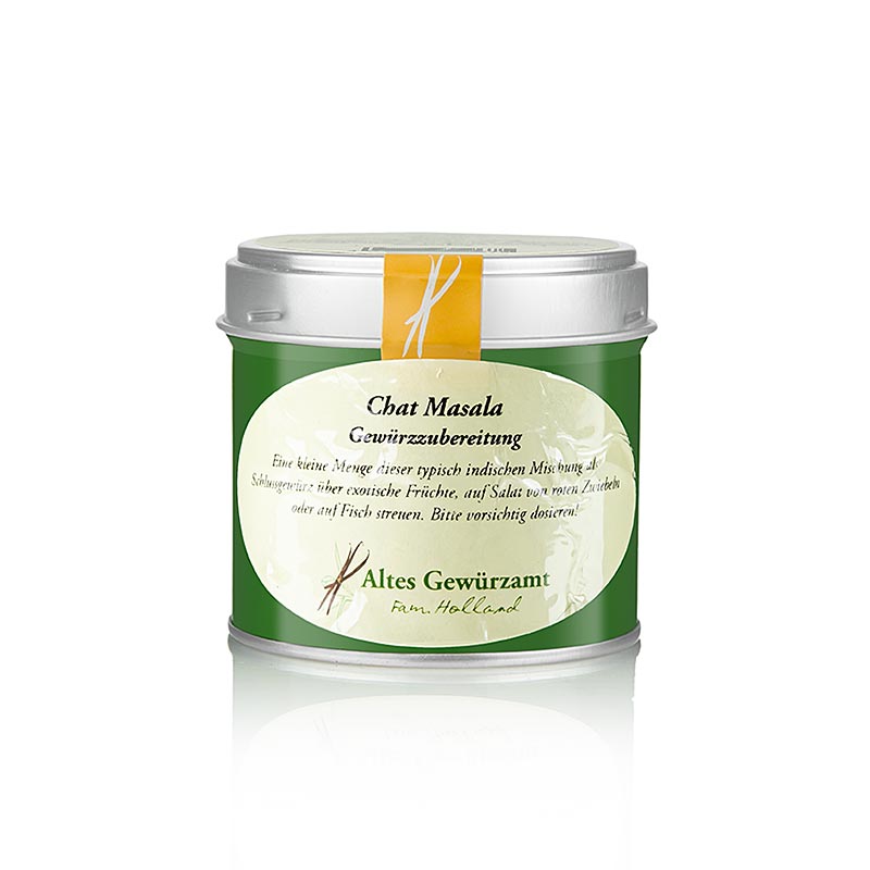 Préparation d'épices Chat Masala de Altes Gewürzamt, 80 g, idéale pour assaisonner les fruits exotiques, la salade d'oignons rouges et le poisson