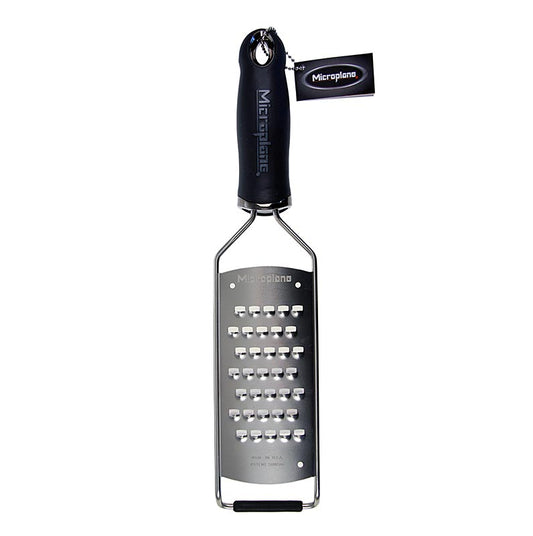 Gourmet Serie - Râpe à très gros grains, manche noir/soft-touch, 1 pce - Râpe parfaite pour les carottes, le chou, le gouda ou le parmesan Surface de râpe : 12,6 x 6 cm, lames extrêmement tranchantes, lavable au lave-vaisselle