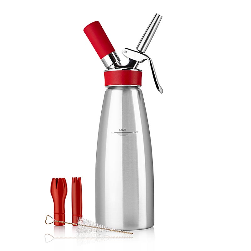 Espuma - Sprayer, Gourmet Whip Plus, complet, inox mat, 1 litre, rouge, 1 pc