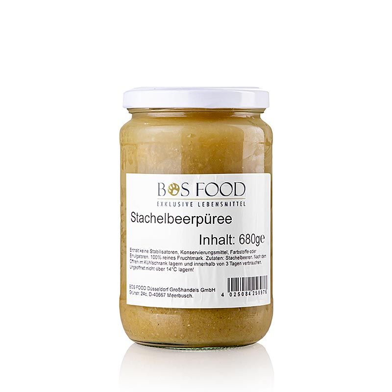 Purée de groseilles à maquereau 100% finement passée, idéale pour aromatiser les desserts, les sauces ou les salades, sans conservateurs ni autres additifs.