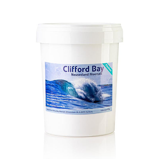 Clifford Bay Flocons de sel marin de Nouvelle-Zélande, 400 g - Consistance tendre, goût doux et riche en minéraux et oligo-éléments pour affiner les plats raffinés
