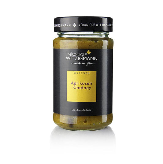 Chutney d'abricots, 225 ml : un chutney doux qui accompagne parfaitement le poulet rôti ou les spécialités asiatiques comme les rouleaux de printemps Cuit à la main avec des herbes et des épices sélectionnées par Véronique Witzigmann