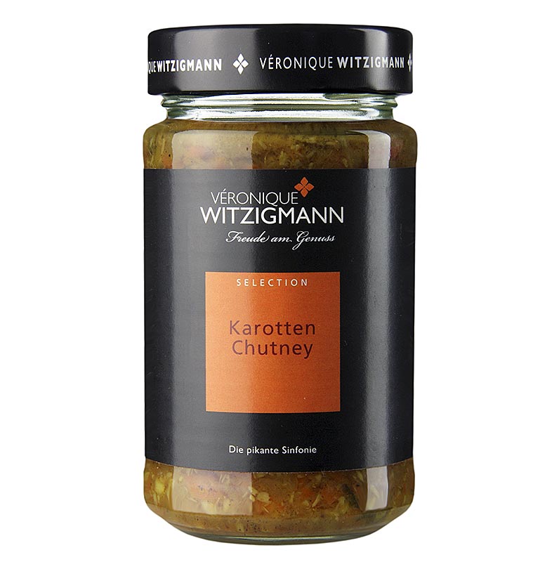 Chutney de carottes : mélange unique de carottes, de coriandre et de noix de coco, parfait pour accompagner des légumes sautés au wok ou des galettes de viande Cuisiné à la main par Véronique Witzigmann, avec des herbes et des épices de choix