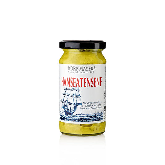 Kornmayer - Hanseatensenf, mit Sardellenfilets und Rum, 210 ml - Moutarde aux anchois et au rhum, idéale pour les plats copieux