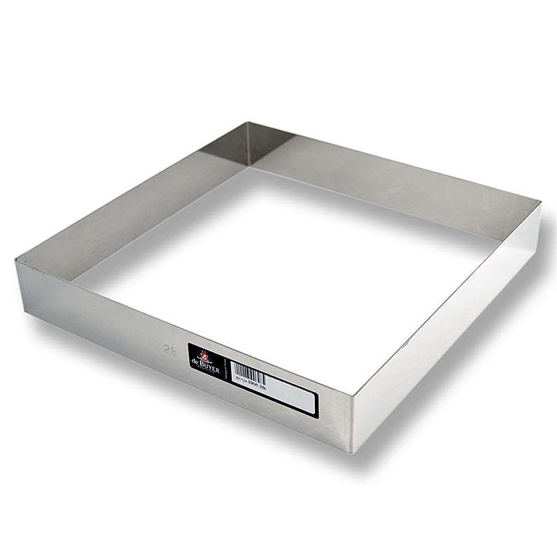 Cadre carré en acier inoxydable pour découper et dresser, 28 x 28 cm, 4,5 cm de haut