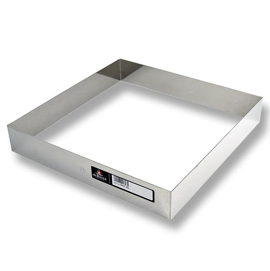 Cadre carré en acier inoxydable pour découper et dresser, 28 x 28 cm, 4,5 cm de haut
