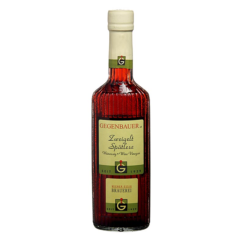 Vinaigre de vin Zweigelt Spätlese, 6% d'acidité, 250 ml - Vinaigre de haute qualité pour mariner la viande, le poisson et les légumes, déglacer les viandes rouges et affiner les plats de goulasch, de lentilles et de haricots Gegenbauer est synonyme de production de vinaigre en troisième génération, sans additif et avec une acidité naturelle