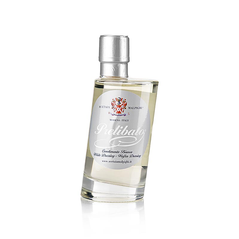 Balsamico Bianco Condimento, vieilli 5 ans en fût de frêne, Malpighi, 200 ml - produit de haute qualité de Modène, Italie, parfait pour les plats de poisson et les fruits frais