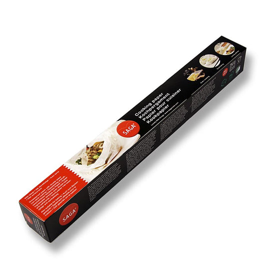 Rouleau de parchemin de cuisine Saga, 38cm x 12m, avec revêtement antiadhésif pour les applications culinaires exigeantes