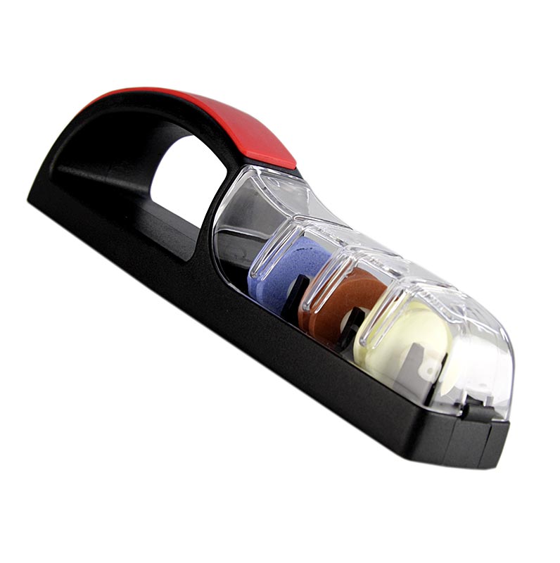 Mino Sharp Aiguiseur universel de couteaux/pierre céramique Plus 3, rouge-noir : Aiguisage et polissage professionnel de tous types de couteaux Convient pour un aiguisage grossier, moyen et fin Utilisez toujours l'aiguiseur avec de l'eau et suivez attentivement les instructions