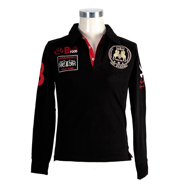 EDITION BOS FOOD Polo-Shirt La Guajiro, manches longues, noir/rouge, femme Gr. XS, 1 pc
