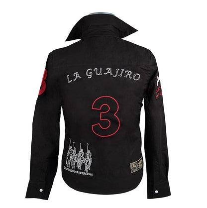 EDITION BOS FOOD Polo La Guajiro, manches longues, noir/rouge, femme taille L, 1 pc