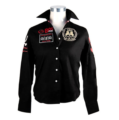 EDITION BOS FOOD Polo La Guajiro, manches longues, noir/rouge, femme taille XL, 1 pc